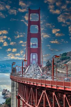 Traffic on Golden Gate Bridge in San Francisco