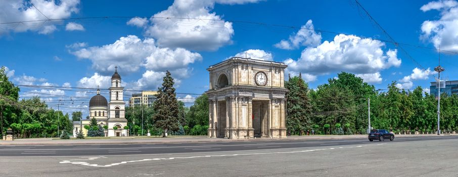 Chisinau, Moldova – 06.28.2019. Stefan cel Mare Boulevard in the center of Chisinau, capital of Moldova, on a sunny summer day