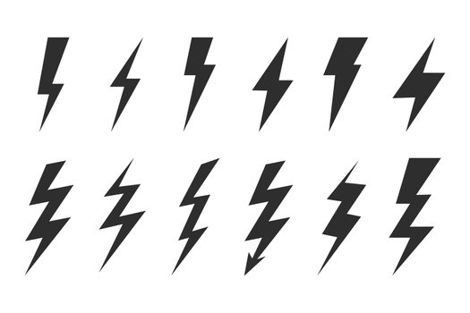 Thunder and bolt lighting elements. Flash icons set. Elestric blitz. thunderbolt on white background