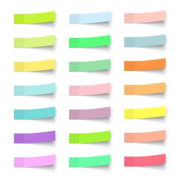 Post note stickers with shadow. color paper sticky. Colorful school tags. Label sticker list