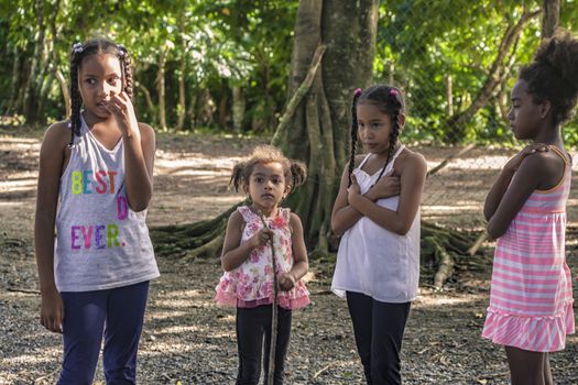 MONTANA REDONDA, DOMINICAN REPUBLIC 27 DECEMBER 2019: Dominican Children's Life in Hinterland of Dominican Republic