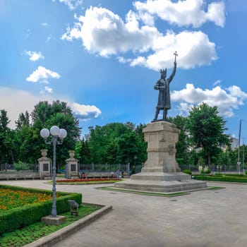 Chisinau, Moldova – 06.28.2019. Monument to Stefan cel Mare in the center of Chisinau, capital of Moldova, on a sunny summer day