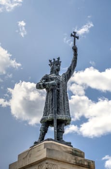 Chisinau, Moldova – 06.28.2019. Monument to Stefan cel Mare in the center of Chisinau, capital of Moldova, on a sunny summer day