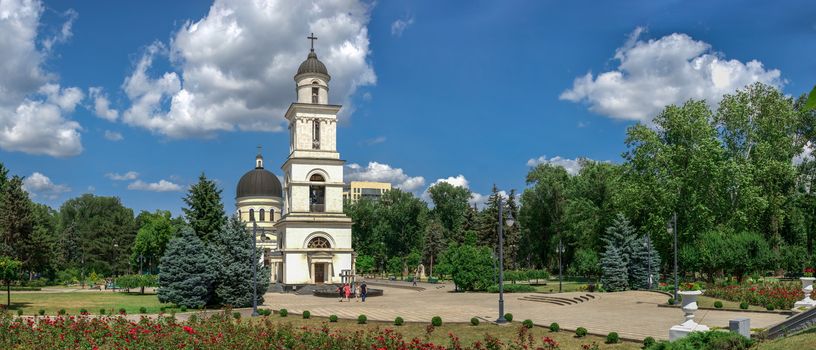 Chisinau, Moldova – 06.28.2019. Cathedral of the Nativity in the Chisinau Cathedral Park, Moldova, on a sunny summer day