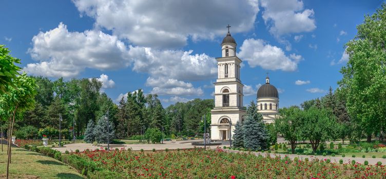 Chisinau, Moldova – 06.28.2019. Cathedral of the Nativity in the Chisinau Cathedral Park, Moldova, on a sunny summer day