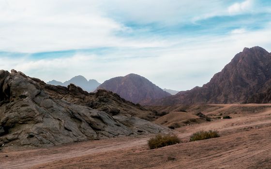 landscape panoramic view desert with rocky mountains without people in Sharm El Sheikh Egypt