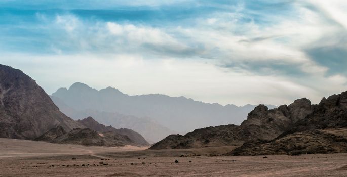 landscape panoramic view desert with rocky mountains without people in Sharm El Sheikh Egypt