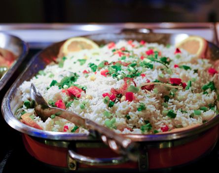 Vegetable White Rice in Warming Pan