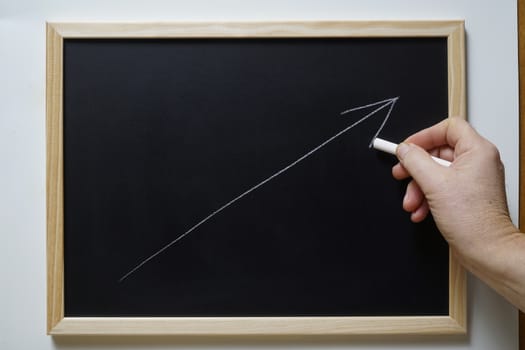 a blackboard with  an arrow indicating the rise
