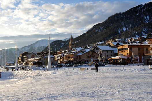 walk in the station of Montgenevre taken by the cold, the snow and the frost. France