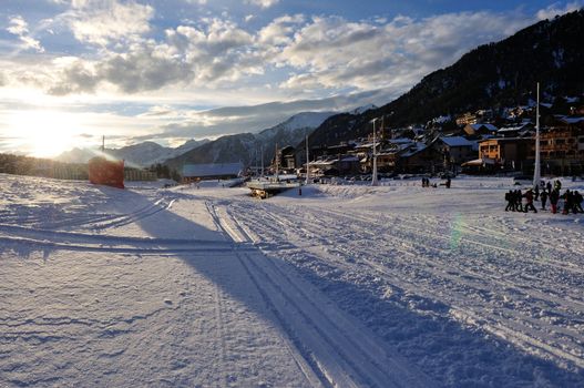 walk in the station of Montgenevre taken by the cold, the snow and the frost. France