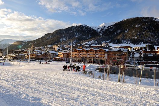 walk in the station of Montgenevre taken by the cold, the snow and the frost. France