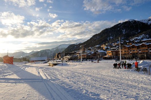 walk in the station of Montgenevre taken by the cold, the snow and the frost. France