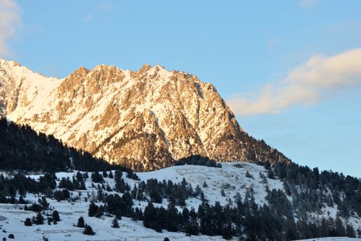 walk in the station of Montgenevre taken by the cold, the snow and the frost. France
