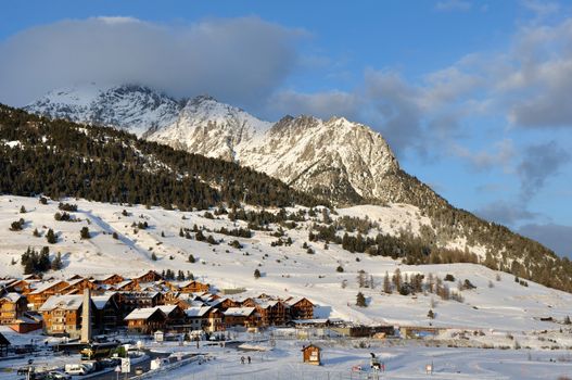 walk in the station of Montgenevre taken by the cold, the snow and the frost. France