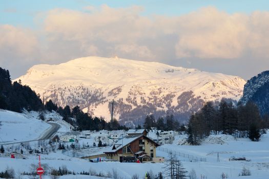 walk in the station of Montgenevre taken by the cold, the snow and the frost. France