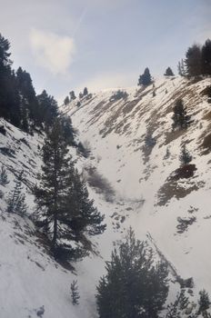 walk in the station of Montgenevre taken by the cold, the snow and the frost. France