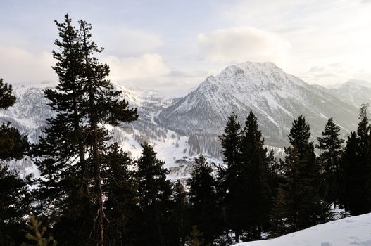 walk in the station of Montgenevre taken by the cold, the snow and the frost. France