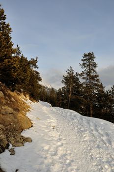 walk in the station of Montgenevre taken by the cold, the snow and the frost. France