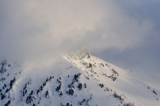 walk in the station of Montgenevre taken by the cold, the snow and the frost. France