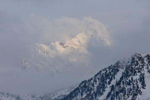 walk in the station of Montgenevre taken by the cold, the snow and the frost. France
