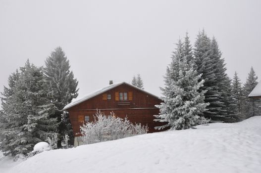 walk in the station of Montgenevre taken by the cold, the snow and the frost. France