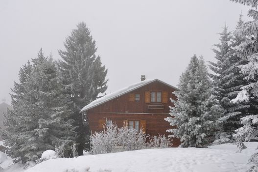 walk in the station of Montgenevre taken by the cold, the snow and the frost. France