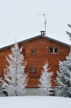 walk in the station of Montgenevre taken by the cold, the snow and the frost. France