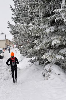 walk in the station of Montgenevre taken by the cold, the snow and the frost. France