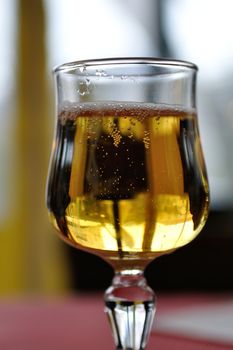 glass of beer after a batch of skiing