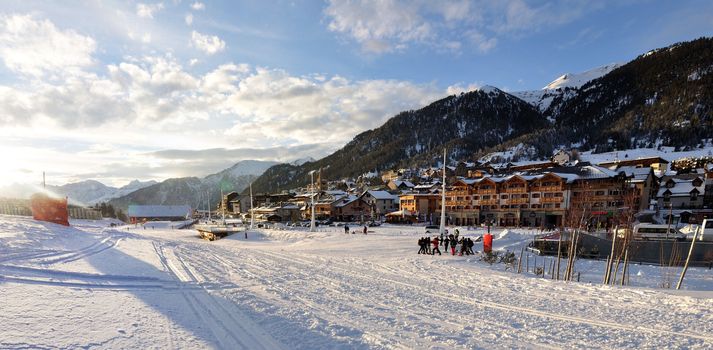 walk in the station of Montgenevre taken by the cold, the snow and the frost. France