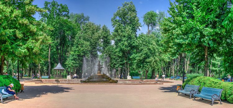 Chisinau, Moldova – 06.28.2019. Fountain in the Central Park of Stefan cel Mare, Chisinau, Moldova, on a sunny summer day