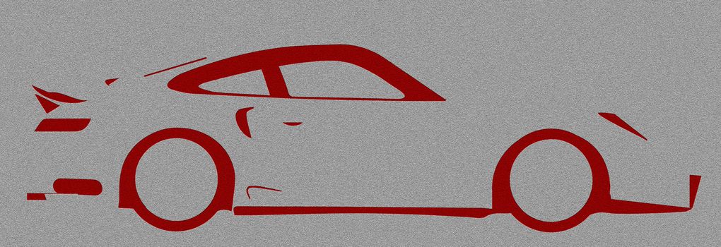 A fast car in silhouette with speed blur in red