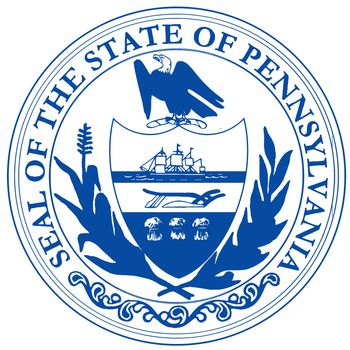 The great seal of the USA state of Pennsylvania over a white background