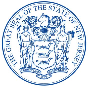 The great seal of the state of New Jersey isolated on a white background