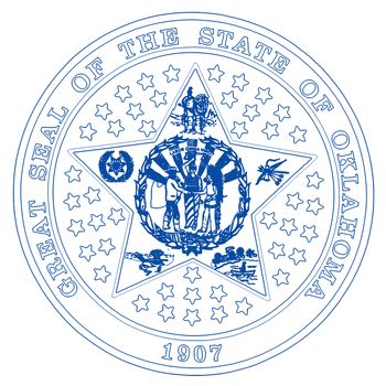 The state seal of the state of Oklahoma over a white background