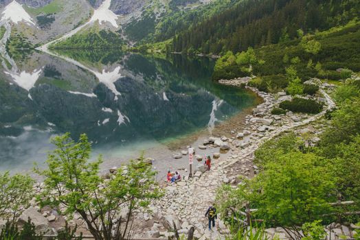 Mountain lake in the middle of summer time.