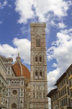 Cathedral of Santa Maria del Fiore and Giotto's Bell Tower in Florence by day, Italy