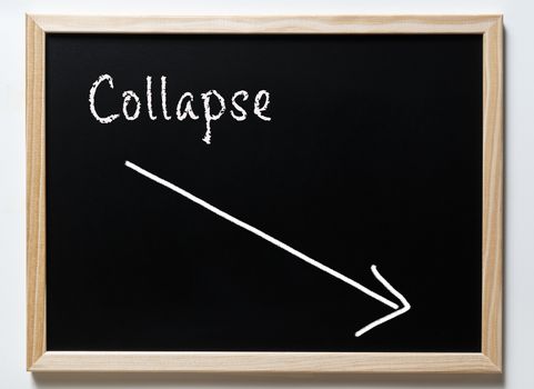 a blackboard with written  the word collapse