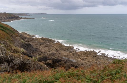 Bretagne of France sea coast hiking trail of tourism