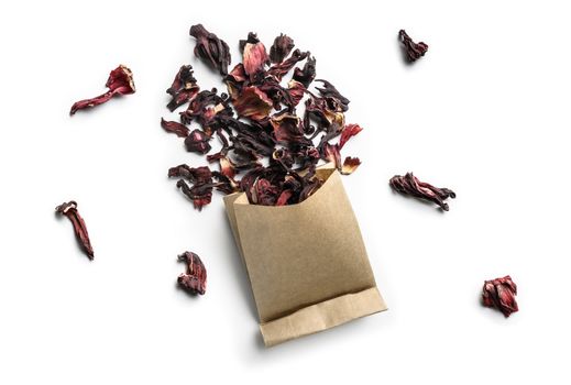Hibiscus tea for making a drink on a white background.