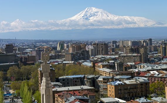 A beautiful view of Mountain Ararat  and city Yerevan.