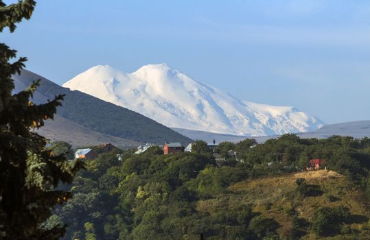 View On Mountain Elbrus  of Pyatigorsk city,Northern Caucasus,Russia.