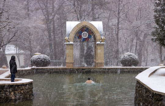 Mirror Pond in pleasure resort Kislovodsk,Northern Caucasus.