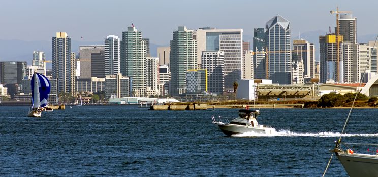 SAN DIEGO , CA - NOVEMBER 07,2016 : The marina in San Diego with the skyscapers in sunny day on November 07,2016.