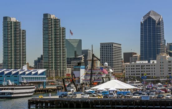 SAN DIEGO,CA - MAY 02,2014: San Diego marina panoramic view with modern skyscrapers in San Diego, California,United States of America.