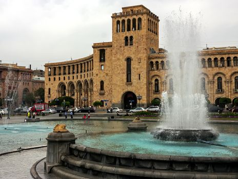 YEREVAN,ARMENIA - JULY 31,2012:Republic Square in center of Yerevan,Armenia - one of the oldest cities in the world.