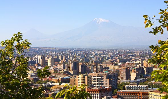 Mountain Ararat and city Yerevan, Armenia.