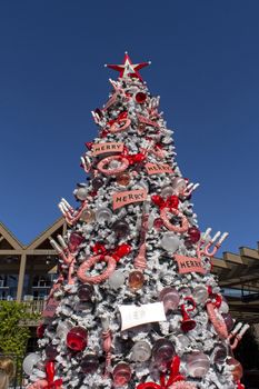 SAN DIEGO,CA - NOVEMBER 13:Beautiful christmas tree in sunny day on blue sky,San Diego,California,America on November 13,2016.