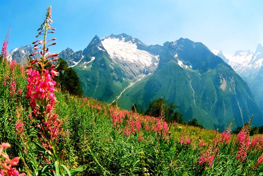 Dombai in Carachai,Western Caucasus,Russia.